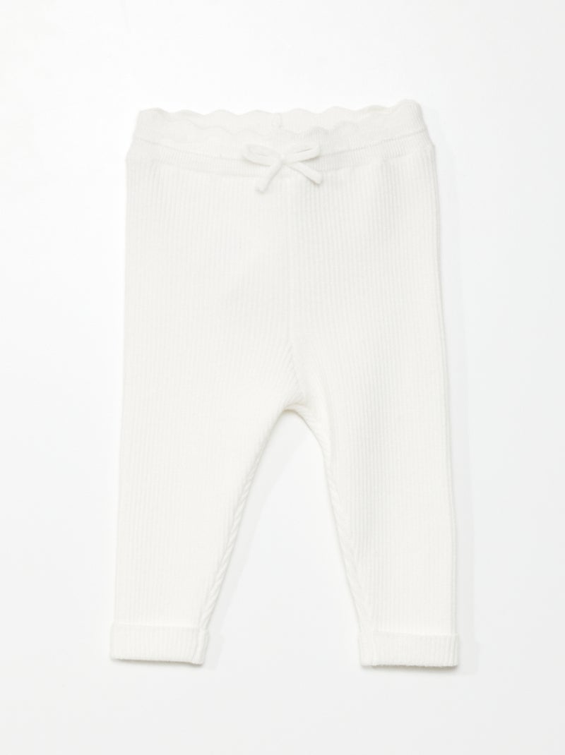 Leggings em malha nervurada Branco - Kiabi