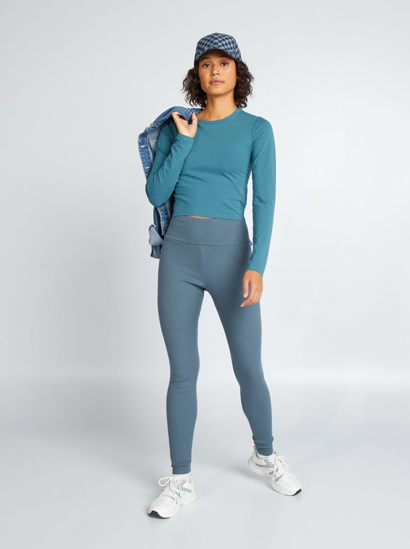 Leggings em malha nervurada CINZA - Kiabi