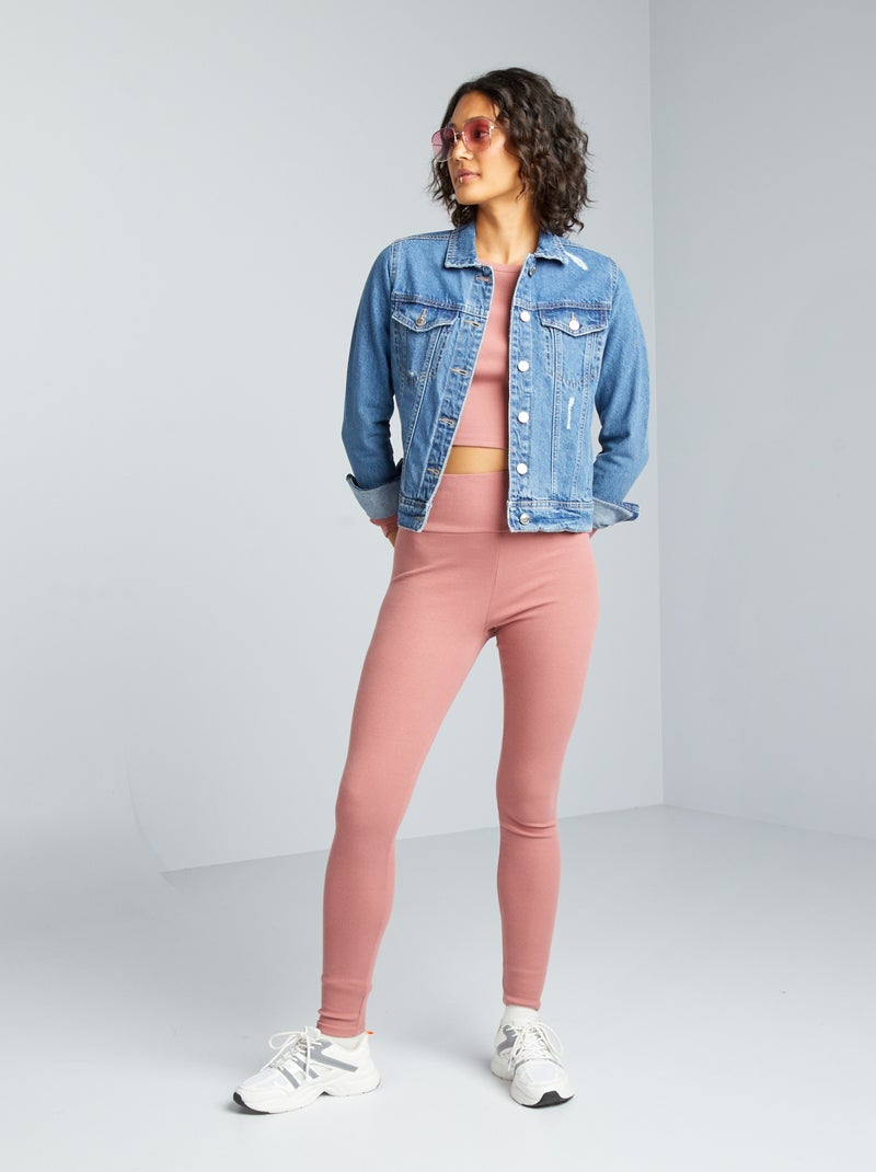 Leggings em malha nervurada ROSA - Kiabi