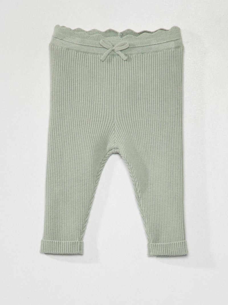 Leggings em malha nervurada VERDE - Kiabi