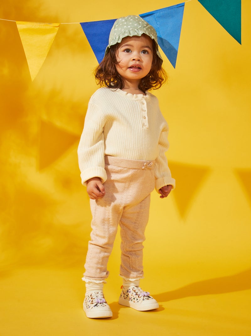 Leggings em malha pointelle + meias BEGE - Kiabi