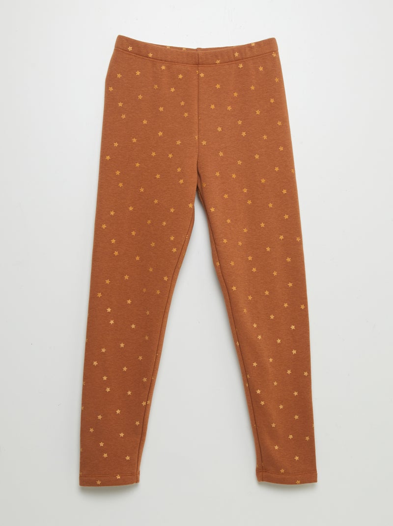 Leggings em moletão com motivo BEGE - Kiabi