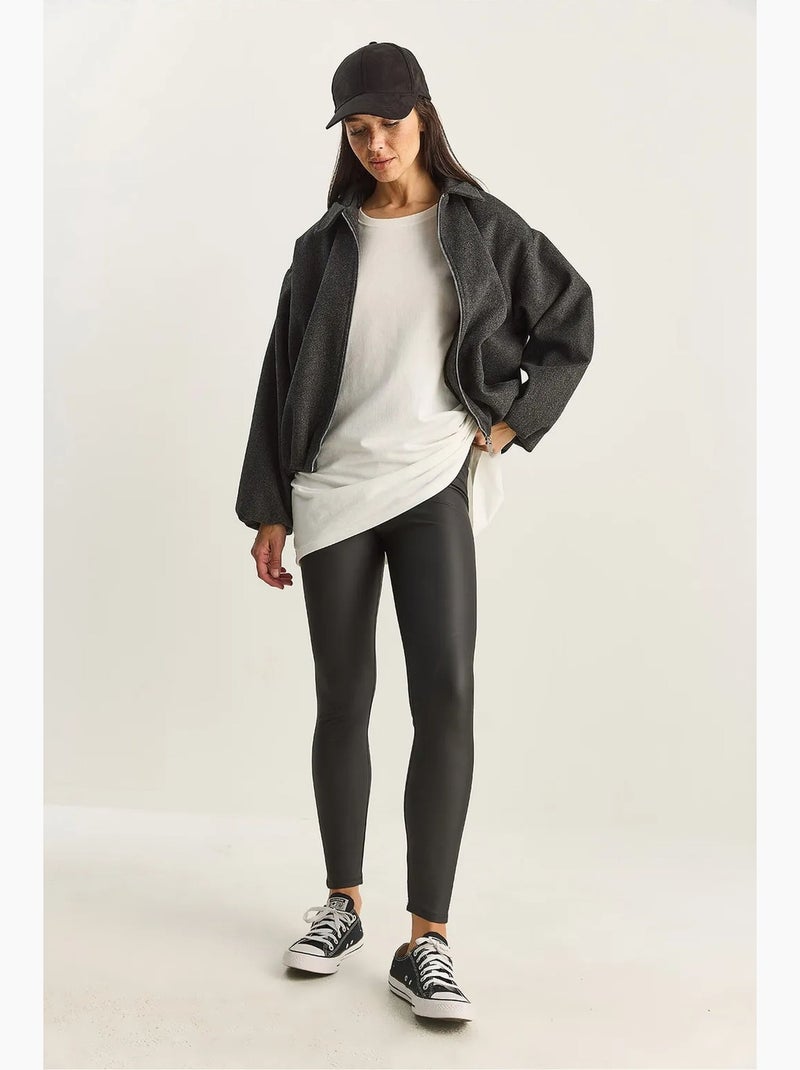 Leggings em pele sintética lucci Preto - Kiabi