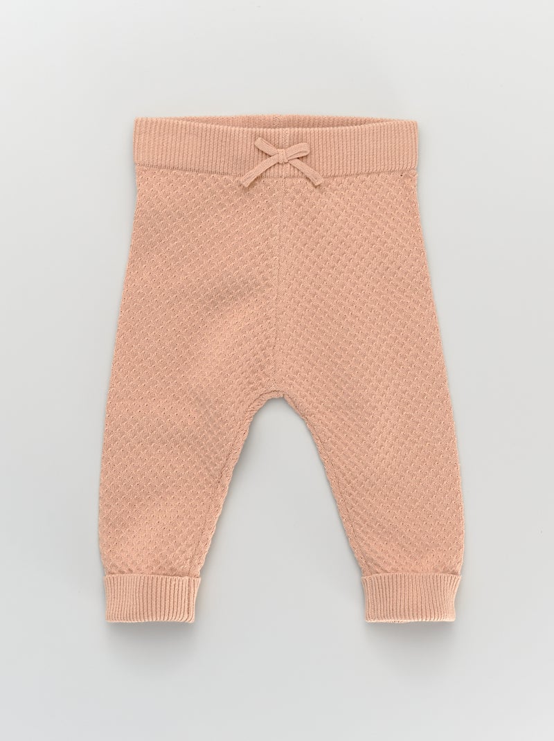 Leggings em tricô de algodão fantasia BEGE - Kiabi