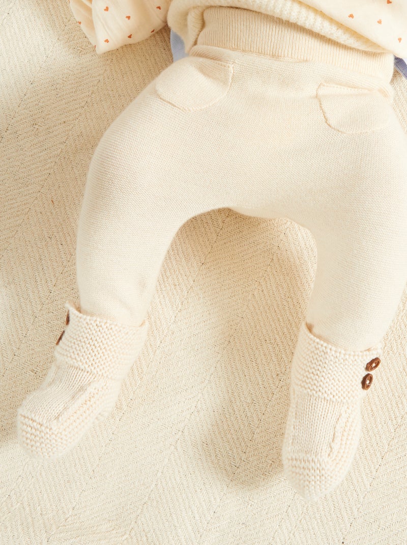 Leggings em tricô Ecru - Kiabi
