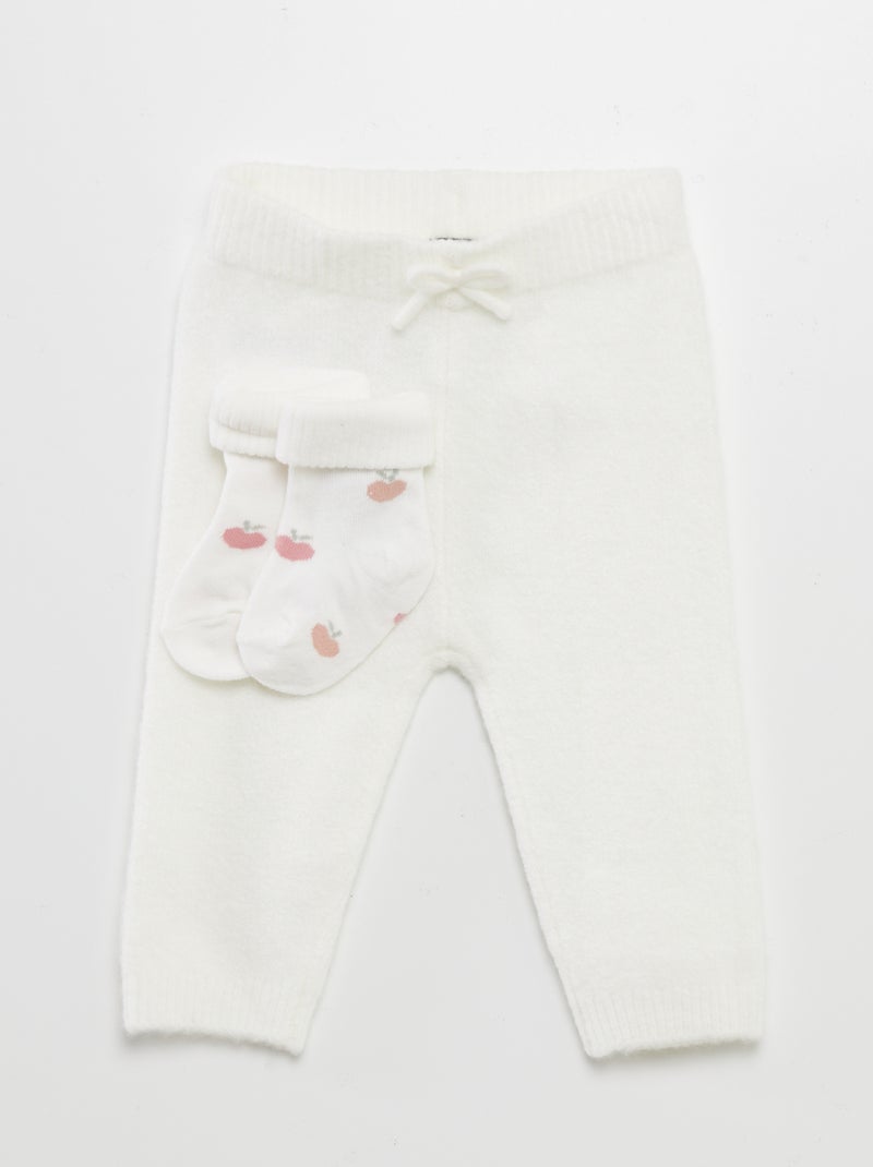 Leggings em tricô + meias BRANCO - Kiabi