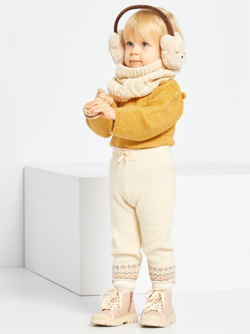 Leggings em tricô + meias BRANCO - Kiabi