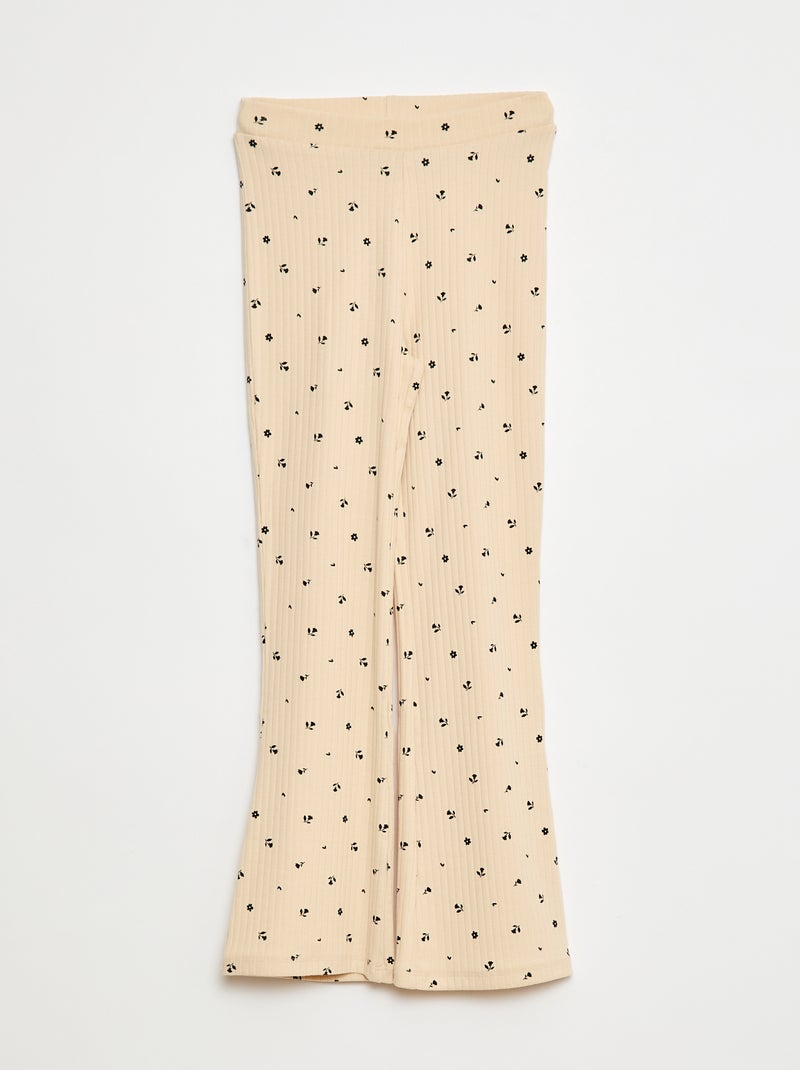 Leggings estampadas de malha nervurada Bege - Kiabi