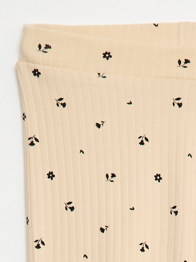 Leggings estampadas de malha nervurada Bege - Kiabi