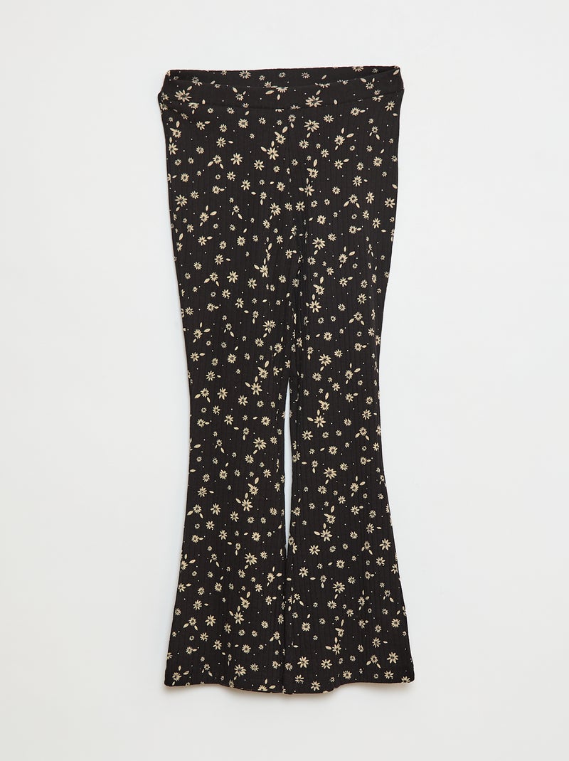 Leggings estampadas de malha nervurada Preto - Kiabi