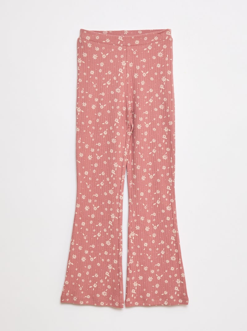 Leggings estampadas de malha nervurada Rosa - Kiabi