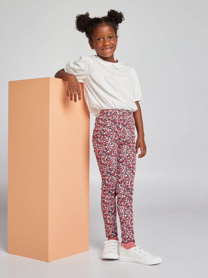 Leggings estampadas em malha nervurada PRETO - Kiabi