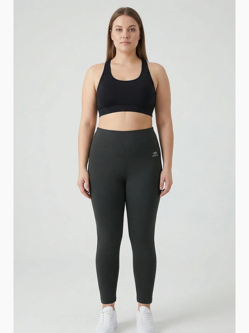 Leggings femininas de poliéster e elastano tommy Cinza escuro - Kiabi