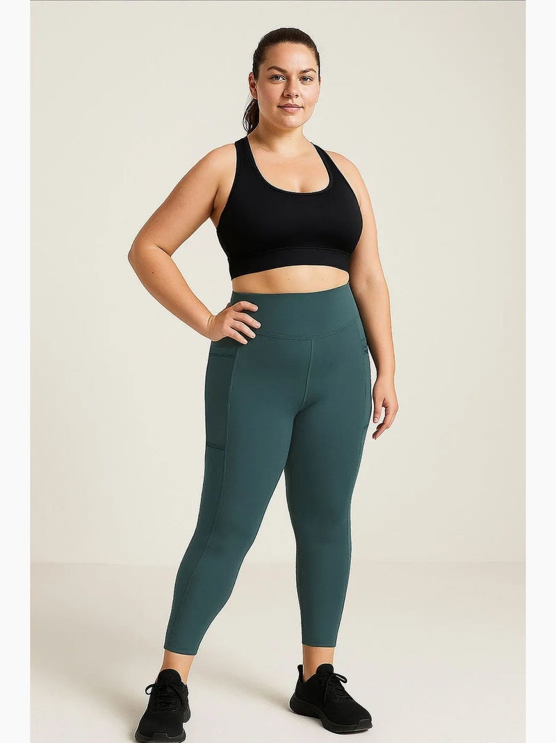Leggings femininas de poliéster e elastano tommy Verde escuro - Kiabi