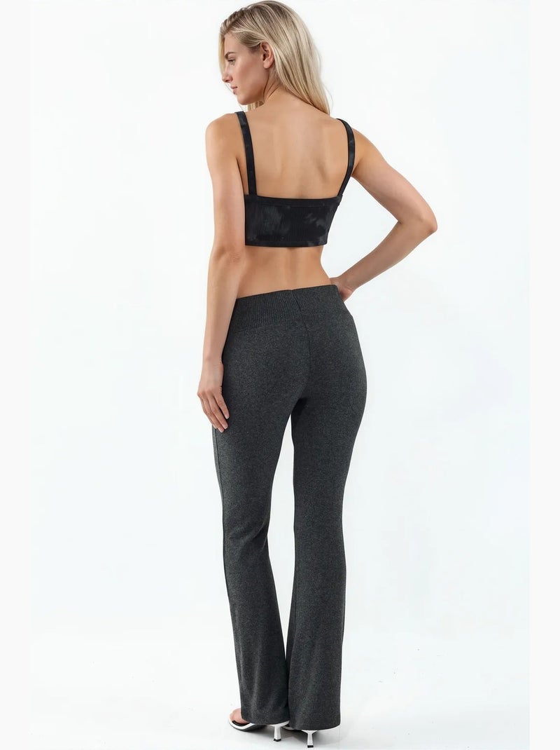 Leggings flare de cintura alta busem Cinza-preto - Kiabi