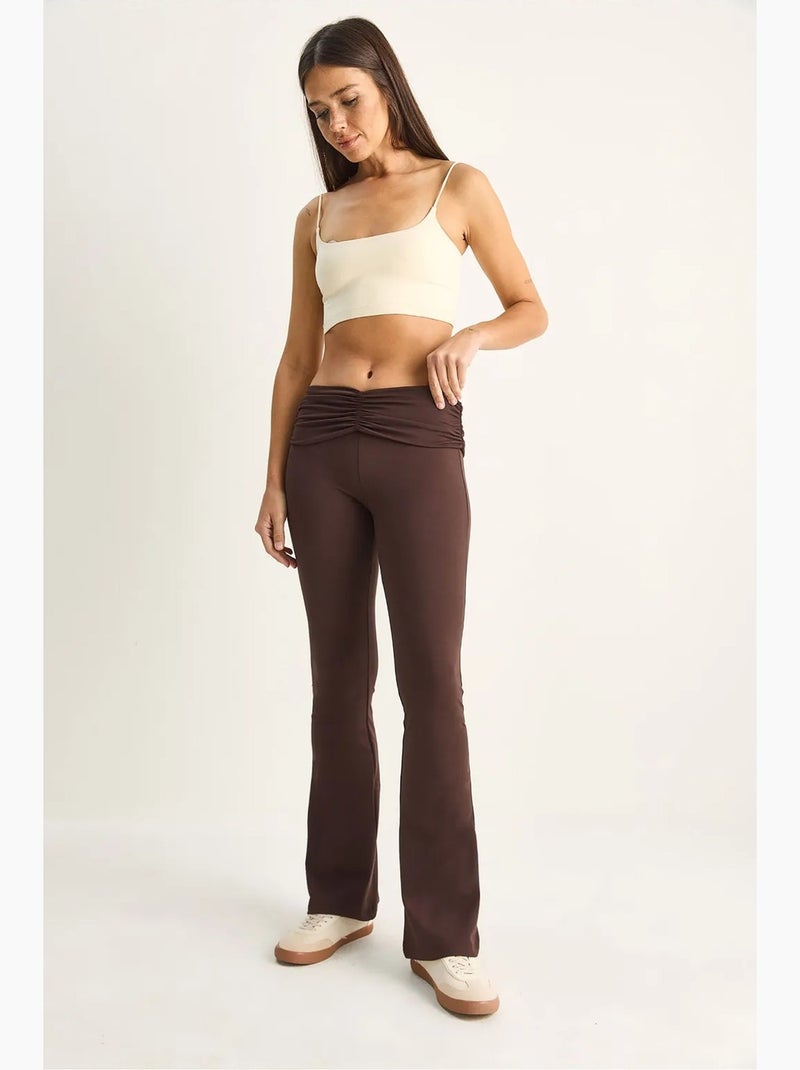 Leggings flare de cintura alta lucci Castanho-chocolate - Kiabi