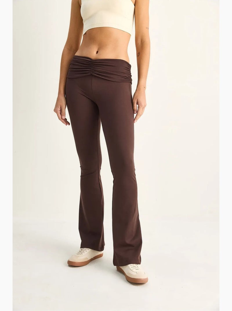 Leggings flare de cintura alta lucci Castanho-chocolate - Kiabi