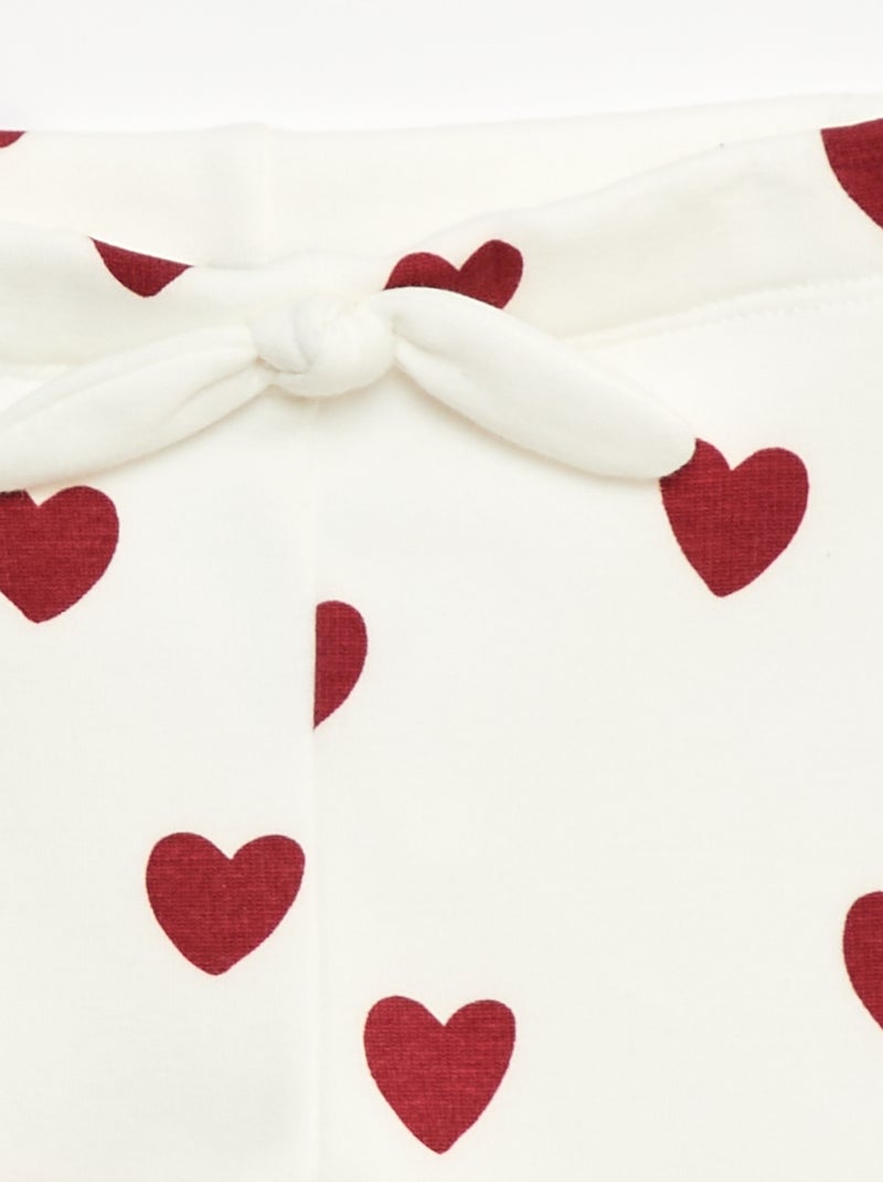 Leggings forrados em fleece com laço Branco - Kiabi