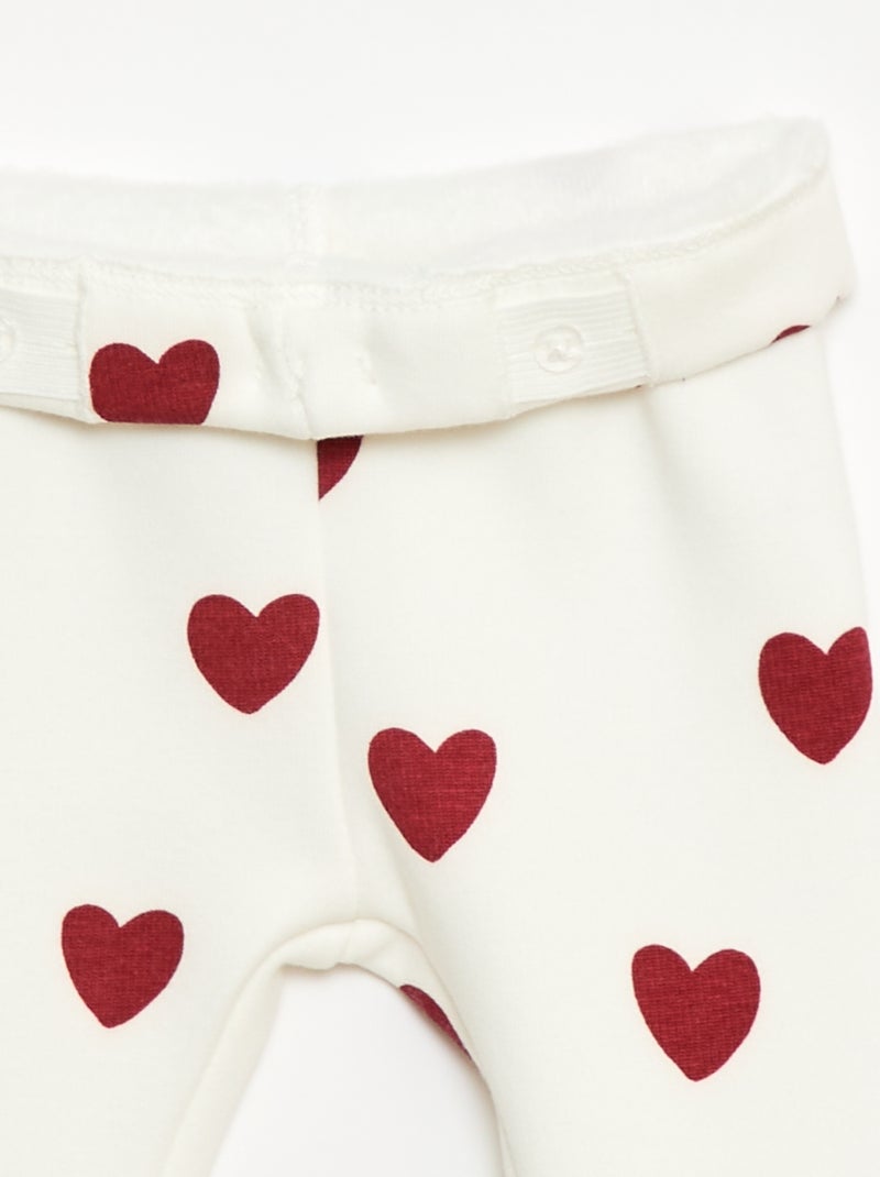 Leggings forrados em fleece com laço Branco - Kiabi