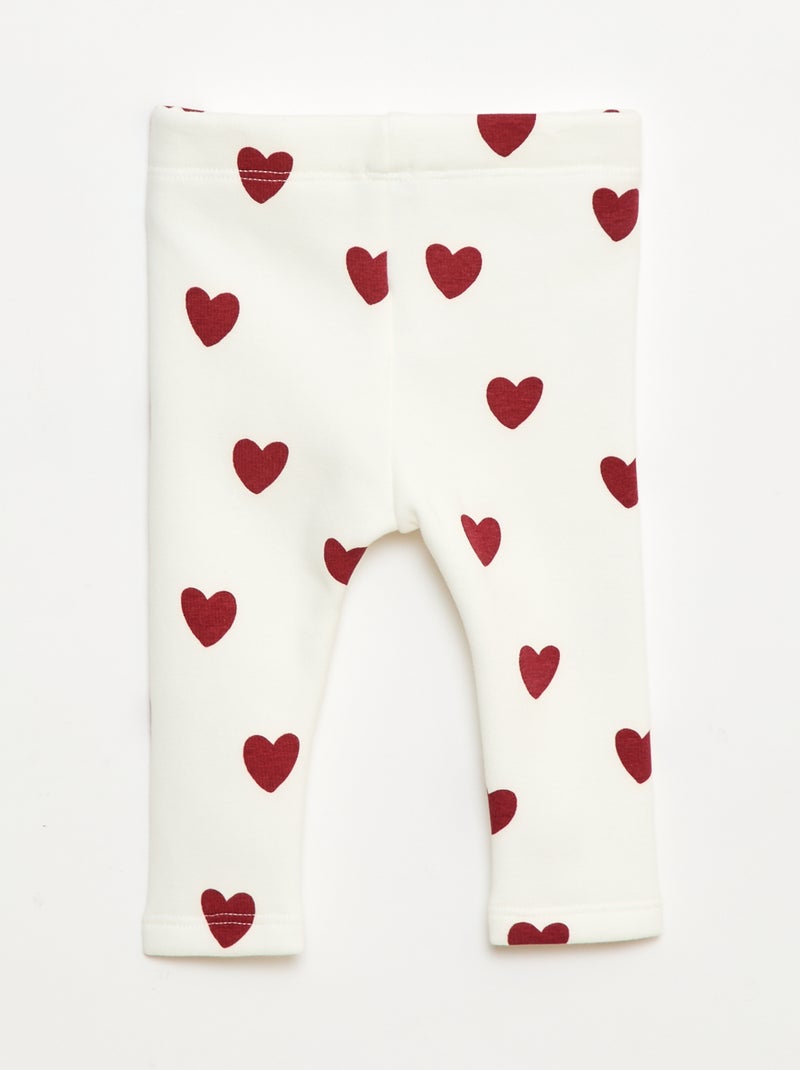 Leggings forrados em fleece com laço Branco - Kiabi