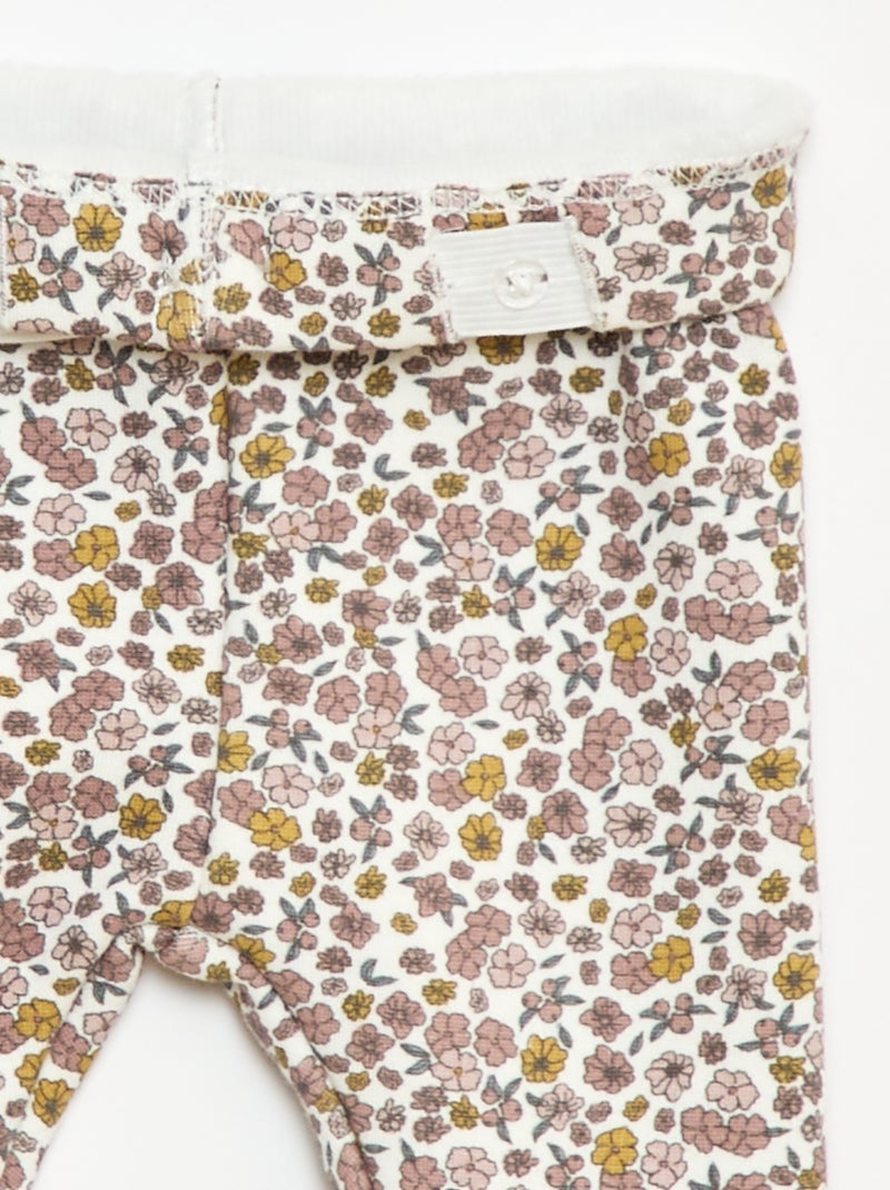 Leggings forrados em fleece com laço Branco - Kiabi