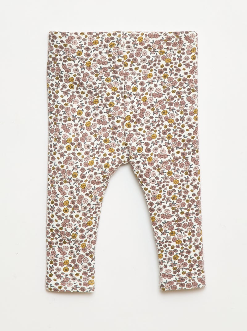 Leggings forrados em fleece com laço Branco - Kiabi