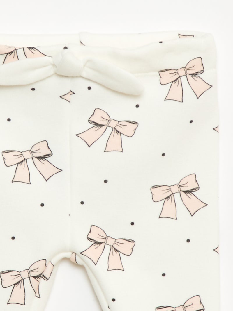 Leggings forrados em fleece com laço Branco - Kiabi
