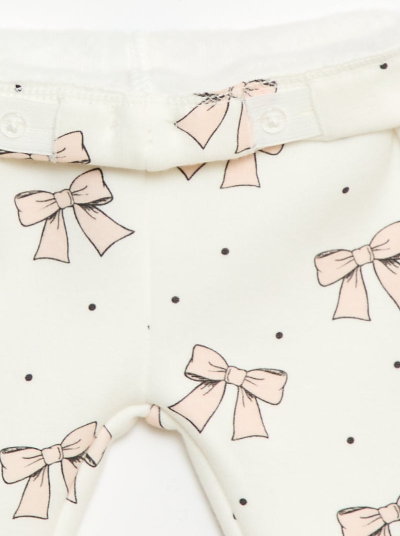 Leggings forrados em fleece com laço Branco - Kiabi