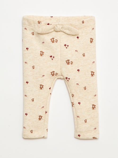 Leggings forrados em moletom com laço - Kiabi