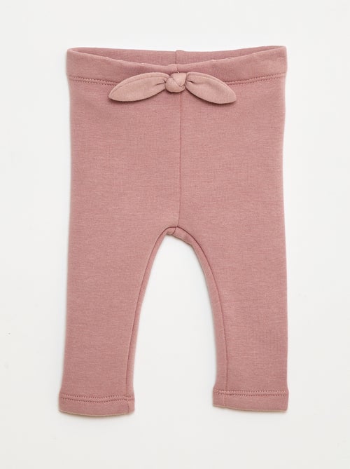 Leggings forrados em moletom com laço - Kiabi