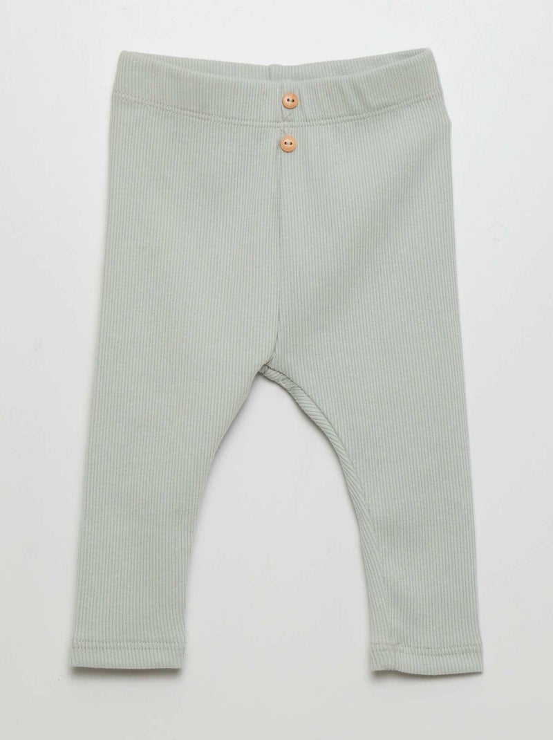 Leggings lisas em malha nervurada AZUL - Kiabi