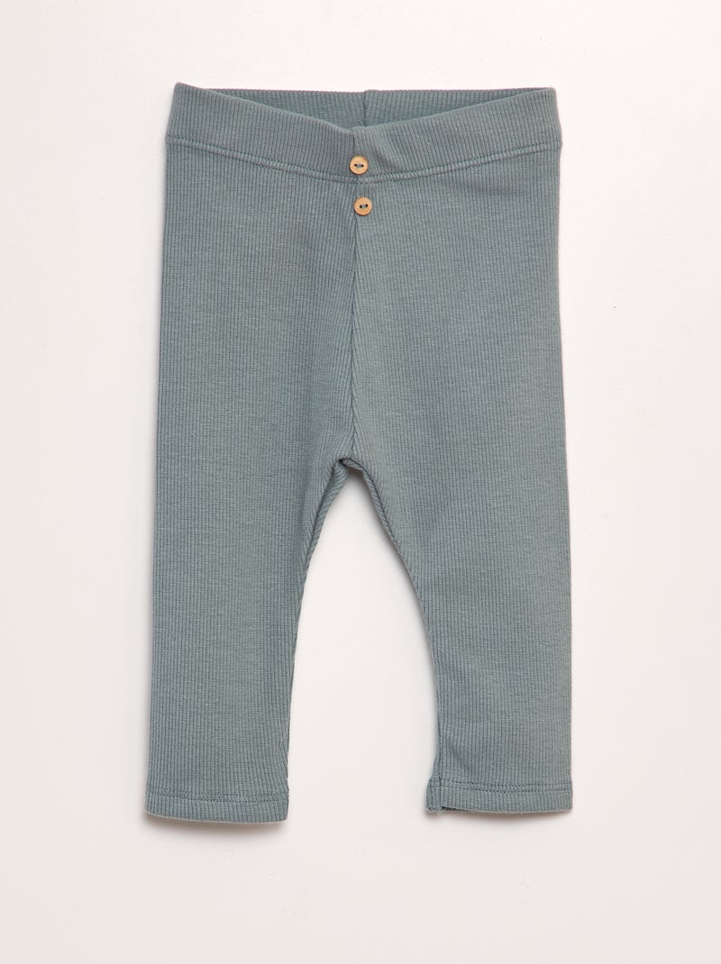 Leggings lisas em malha nervurada AZUL - Kiabi