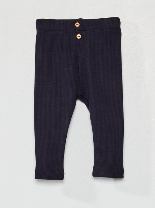 Leggings lisas em malha nervurada - Kiabi