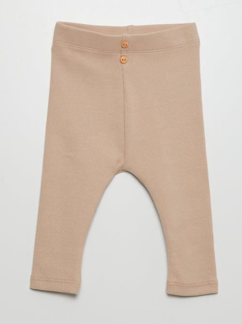 Leggings lisas em malha nervurada - Kiabi