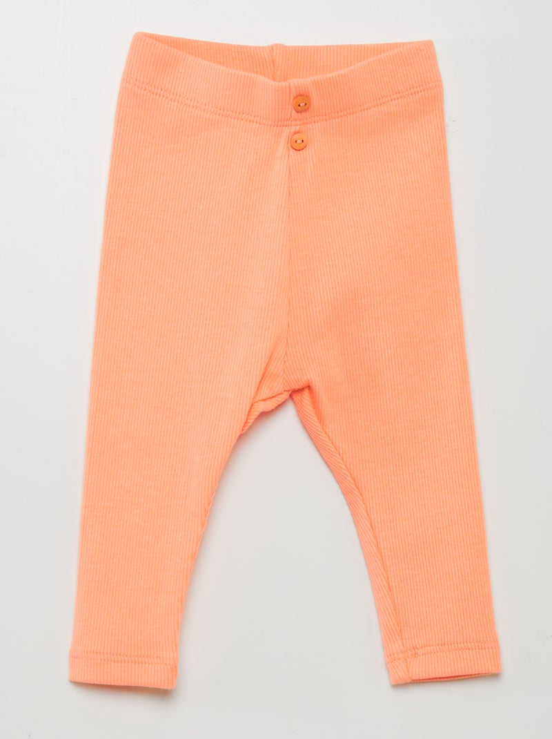 Leggings lisas em malha nervurada LARANJA - Kiabi