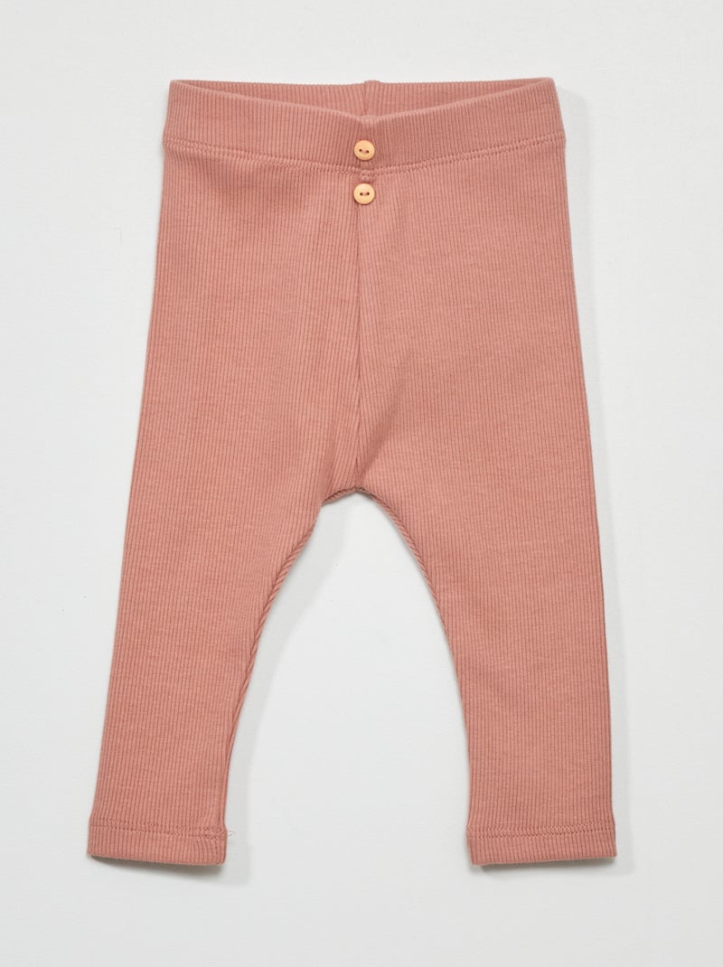 Leggings lisas em malha nervurada ROSA - Kiabi
