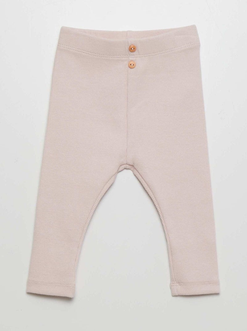 Leggings lisas em malha nervurada ROSA - Kiabi