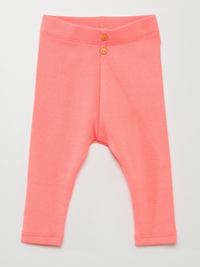 Leggings lisas em malha nervurada ROSA - Kiabi