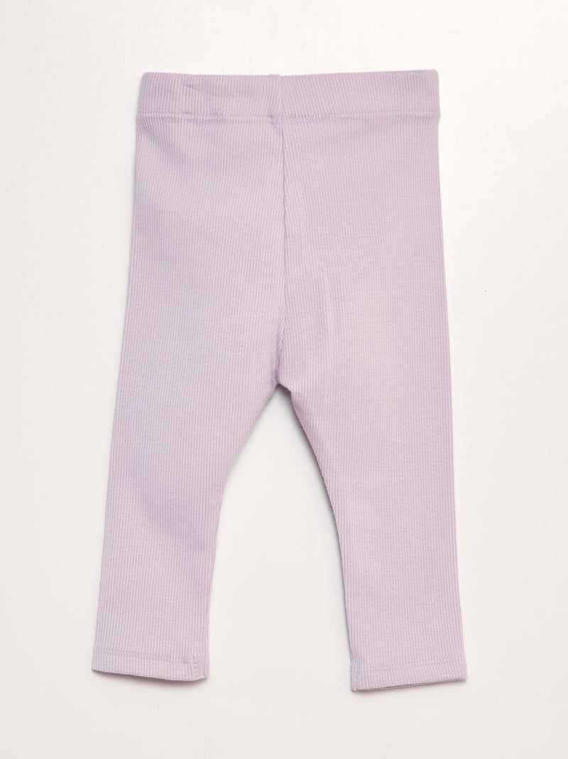 Leggings lisas em malha nervurada ROSA - Kiabi