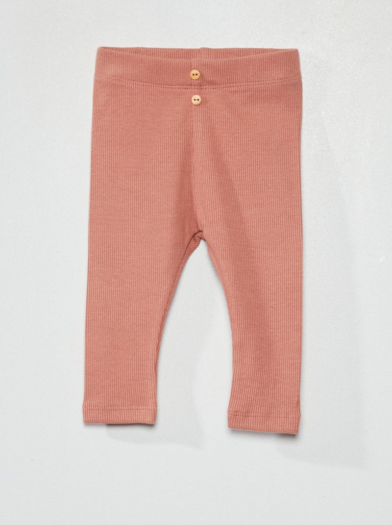Leggings lisas em malha nervurada ROSA - Kiabi