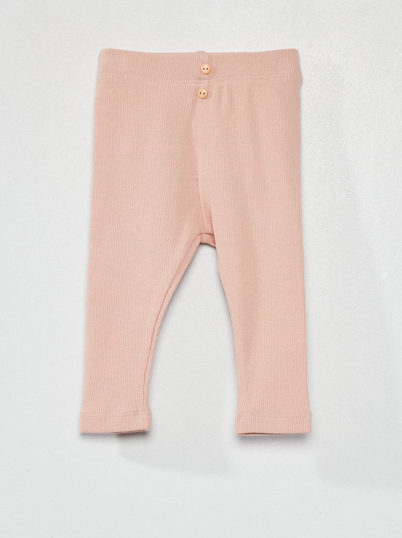 Leggings lisas em malha nervurada ROSA - Kiabi