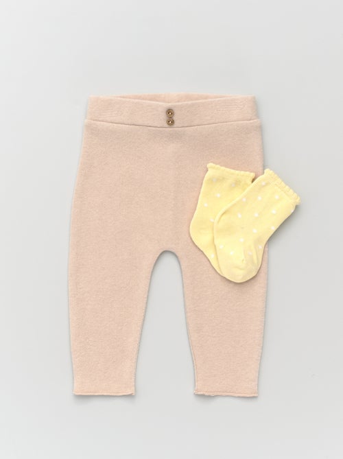 Leggings lisas + meias com motivos - Kiabi
