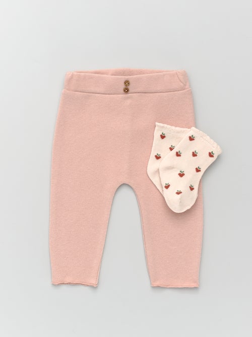 Leggings lisas + meias com motivos - Kiabi