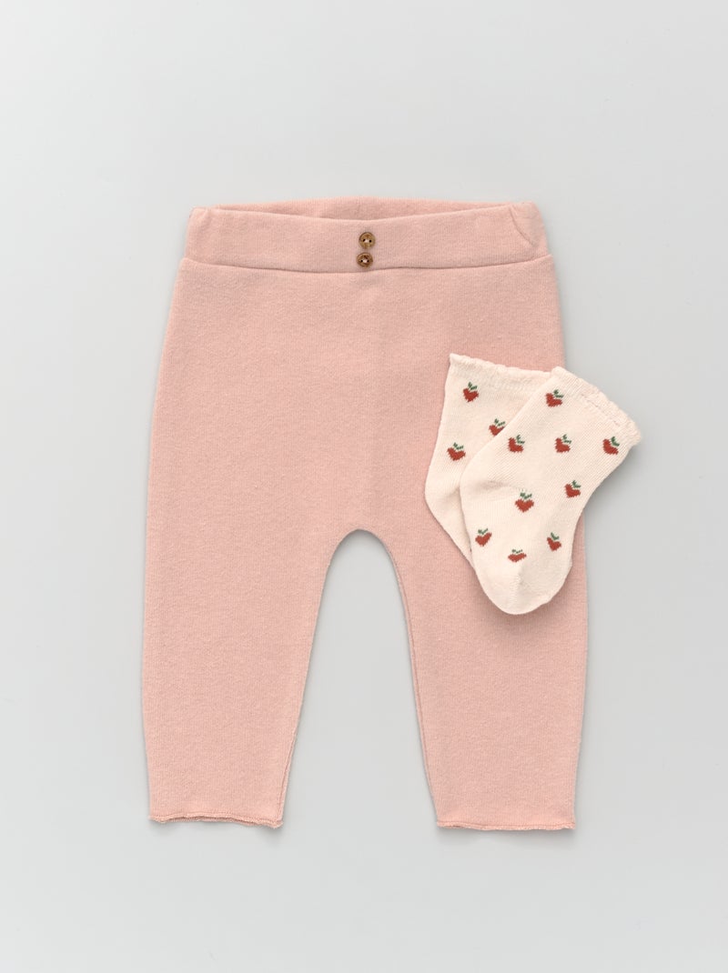Leggings lisas + meias com motivos ROSA - Kiabi