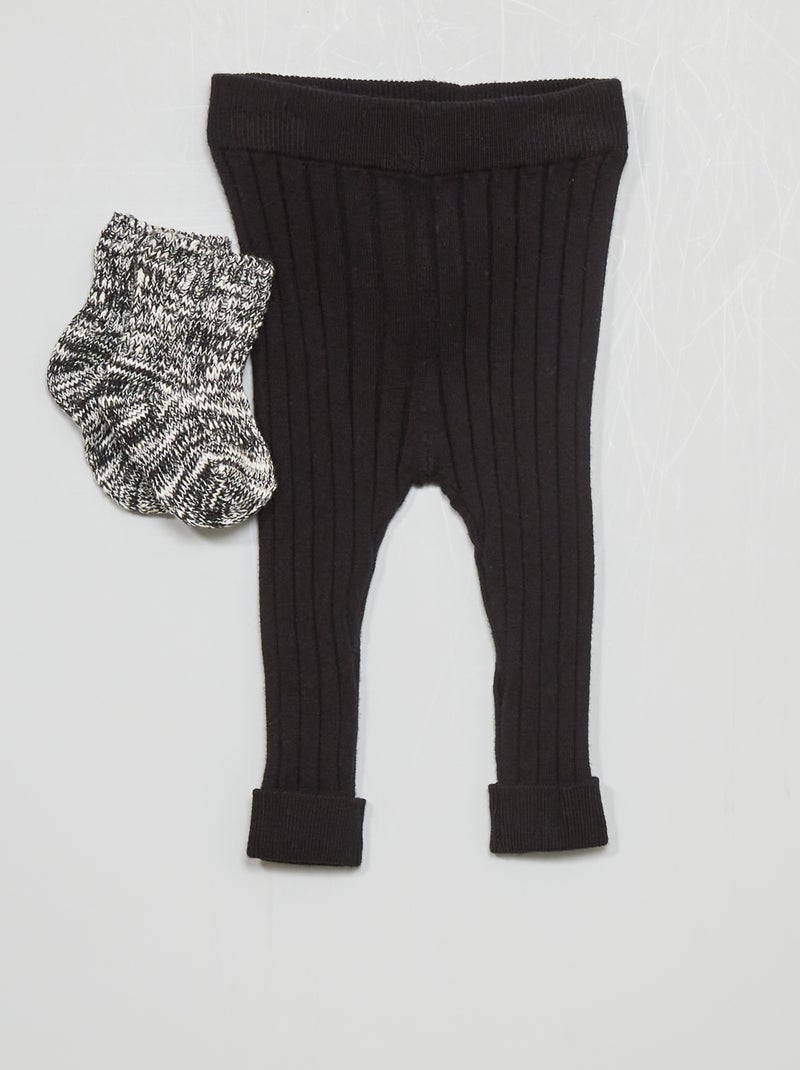 Leggings + meias  - 2 peças Preto - Kiabi