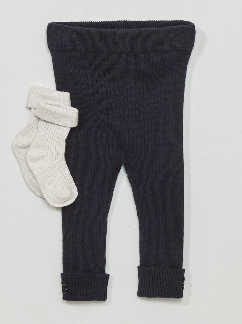 Leggings + meias de malha canelada AZUL - Kiabi