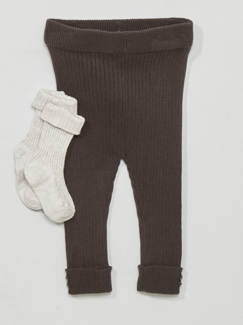 Leggings + meias de malha canelada - Kiabi