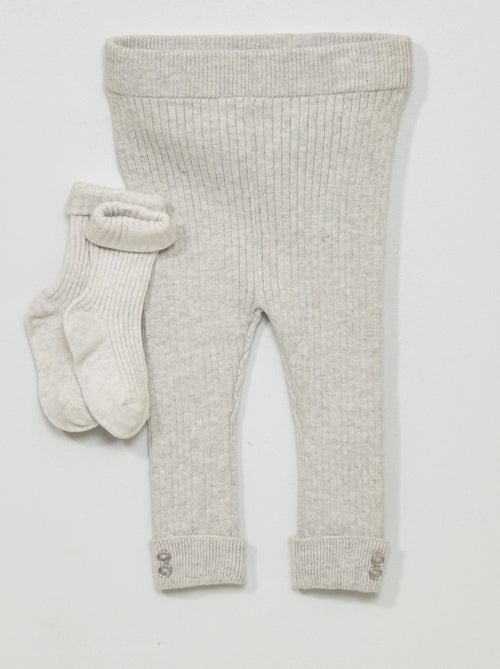 Leggings + meias de malha canelada - Kiabi