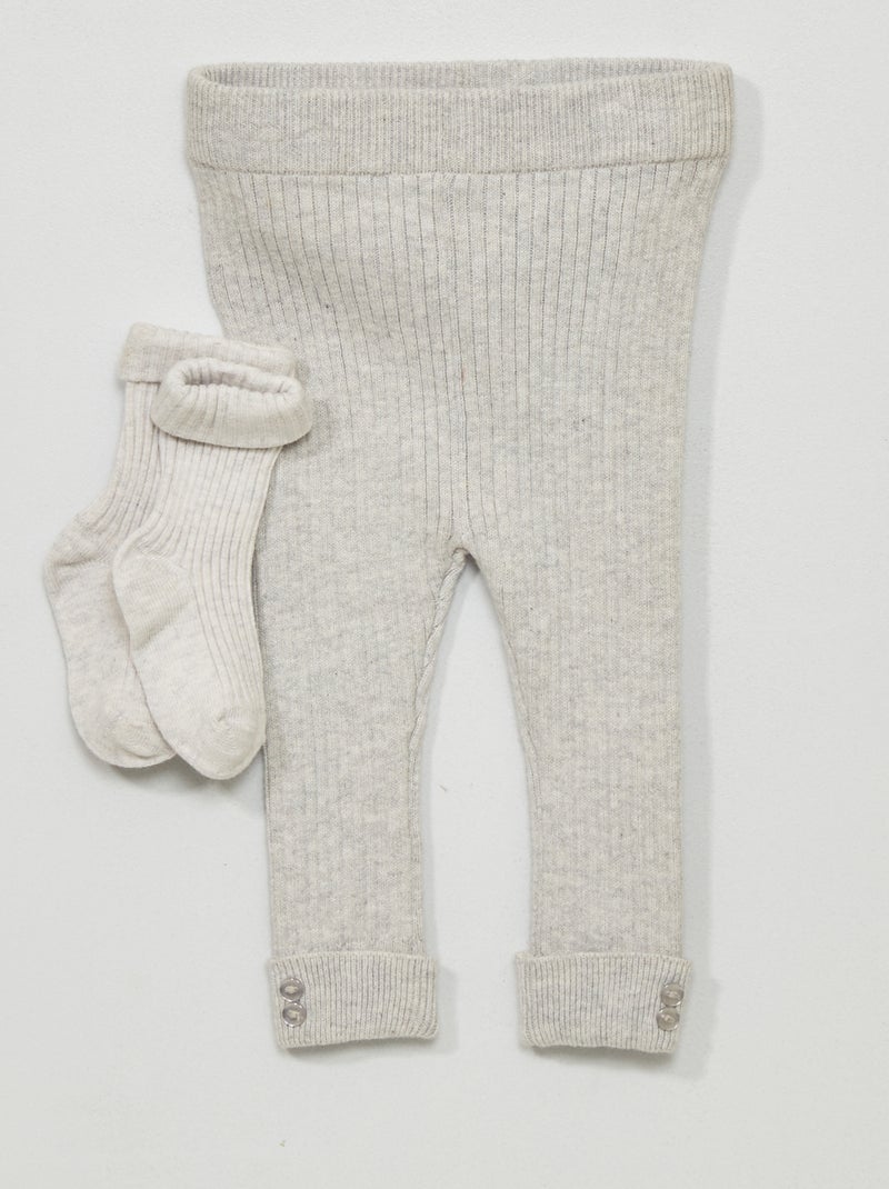 Leggings + meias de malha canelada CINZA - Kiabi
