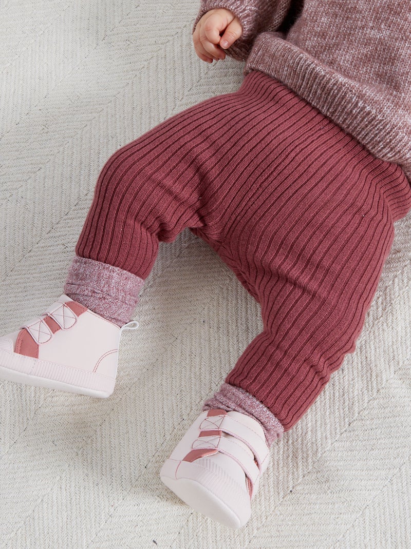 Leggings + meias de malha canelada Vermelho Tijolo - Kiabi